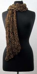 Brown Black Leopard Print Scarf Shawl Neck Wrap KW Fashion NEW  