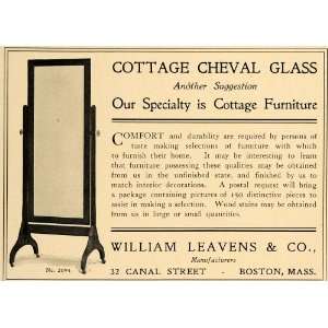  1905 Ad William Leavens Cottage Cheval Glass Mirror 