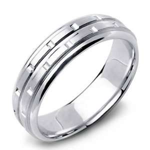    Seamless Die Struck Mens 14K White Wedding Band Ring Jewelry