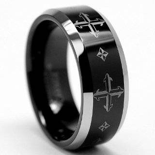   Mens Tungsten Carbide Ring, Band Laser Etched Design Size 11 Jewelry