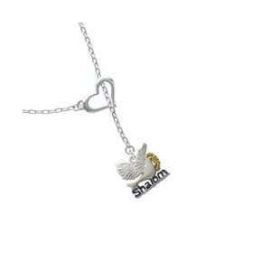    Shalom with Dove Heart Lariat Charm Necklace Arts, Crafts & Sewing