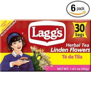 Laggs Tea Linden Flowers Tea, 30 Count Tea Bags (Pack of 6)  