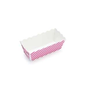  Rectangular Mini Loaf Set of 12 Paper Baking Pans Pink 