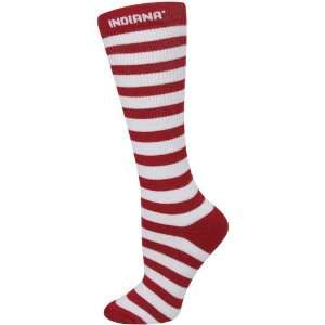   Hoosiers Ladies Crimson White Striped Knee Socks