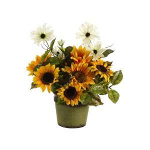  13.5 Sunflower/Rudbeckia/ Artichoke in Terra Cotta Pot 