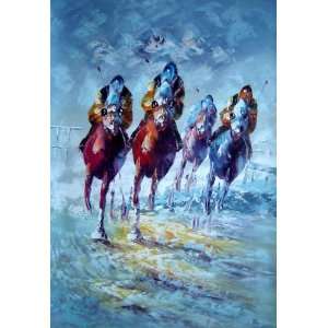 Horse Racing Galloping Oil Painting 36 x 24 inches