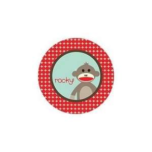    personalized sock monkey boy plate (style 2p) Toys & Games