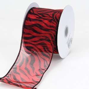  Organza Ribbon Animal Print Wired 2 1/2 inch 10 Yards, Red 