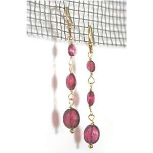  14K Gold Pink Tourmaline Drop Earrings Jewelry