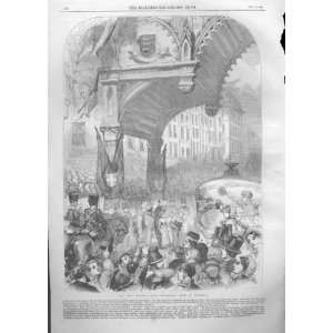  Triumphal Arch Cornhill London Antique Print 1859