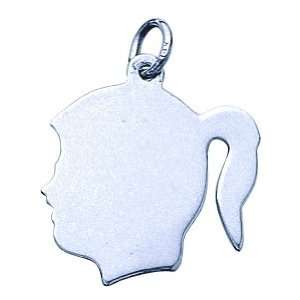 Rembrandt Charms Medium Girl Silhouette Charm, .925 Sterling Silver 