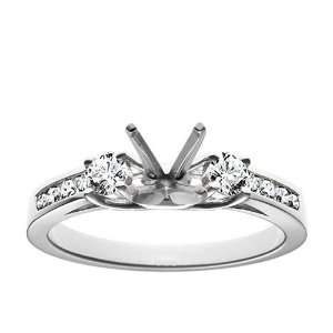 Platinum Channel Set Round Brilliant Diamond Engagement Ring Setting 