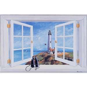  Stupell Industries Lighthouse View Faux Window