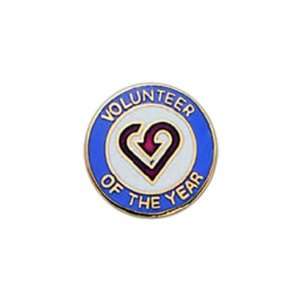    Stock round shape volunteer of the year pin.