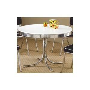   Peyton Retro Round Dining Table in Chrome/White Furniture & Decor