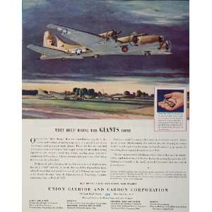   Bomber Airfield Union Carbide   Original Print Ad