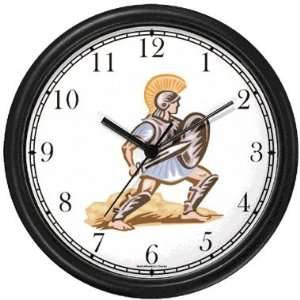 Roman Soldier with Spear & Shield Italy Theme Wall Clock by WatchBuddy 
