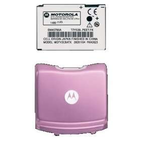   Motorola V3m V3c Pink Extended Battery Door and Battery Electronics