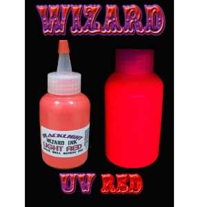  1oz Bottle of Wizard Black Light Tattoo Ink (RED 
