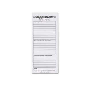  Suggestion Box Cards, 3 1/2 x 8, White, 25 Cards/Pack 