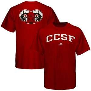   College of San Francisco Rams Red Relentless T shirt (Large) Sports