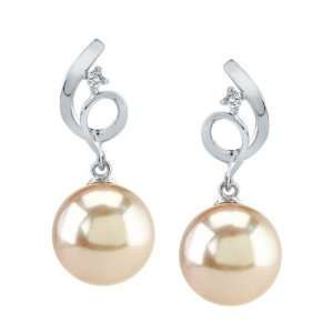  Freshwater Pearl & Diamond Symphony Earrings in 14K Gold 