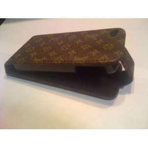  Brown Leather Monogram iPhone 4 flip Case Cell Phones 