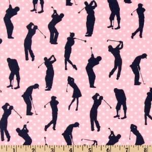  44 Wide Tee Time Silhouettes Pink Fabric By The Yard 