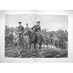  1887 RUSSIAN TROOPS SOLDIERS MARCHING HORSES WAR