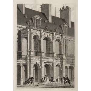  1831 Apartments Cour DHonneur Fontainebleau Engraving 