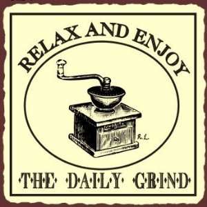  Relax & Enjoy Daily Grind Vintage Metal Art Coffee Shop 