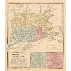 Smith 1860 Antique Map of Connecticut, Massachusetts & Rhode Island 