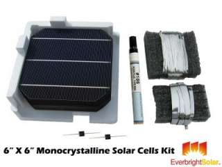 72 Mono 6x6 Solar Cells DIY Solar Panel Kit (Wire Flux Diodes 