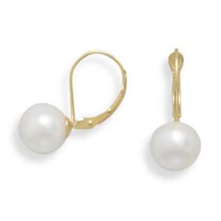 Freshwater Pearl Drop Earrings w Y Gold Lever Backs  