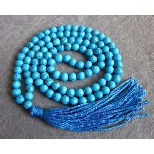  Tibet Buddhist 108 Blue Turquoise Beads Prayer Mala 