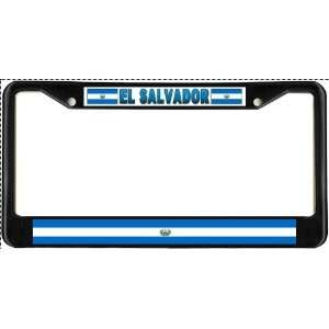  El Salvador Flag Black License Plate Frame Metal Holder 