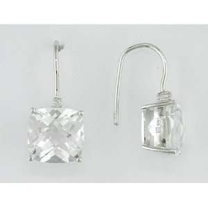 White Gold, Diamond and White Topaz Drop Earrings, (.02cttw, GH Color 