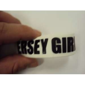  1 Inch Rubber Wristband Jersey Girl White & Black Writing 