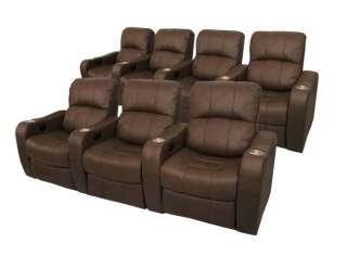 NEWPORT Home Theater Seating 7 Brown Recliner Chairs  