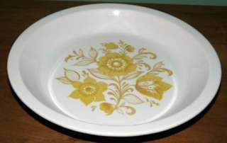 Vintage Ceramic Pie Plate Yellow Flowers Stamped USA  