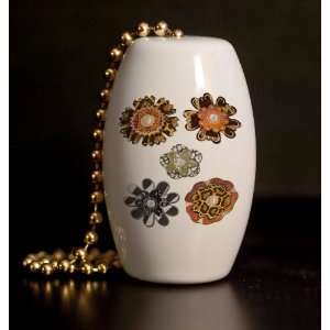  Safari Flowers Porcelain Fan / Light Pull