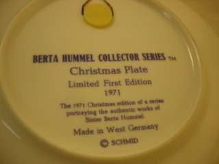 Berta Hummel Collector Series Christmas Plate 1971, box  