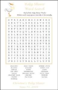 BABY SHOWER WORD SEARCH GAME FAVOR 200+DESIGNS  