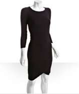 BCBGMAXAZRIA black cotton blend ruched sweater dress style# 314048701
