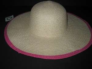 Womens Wide Brim Sun Hat New JAdore Pink paper straw  
