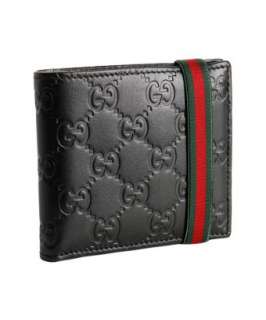 Gucci black guccissima leather Band foldover wallet   up to 