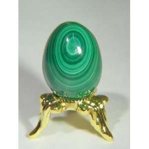  African Malachite Mini Egg with Stand Lapidary Carving 