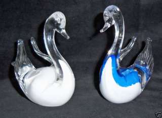 Pair of Granna Glas Swans   Handmade Full Lead Crystal  