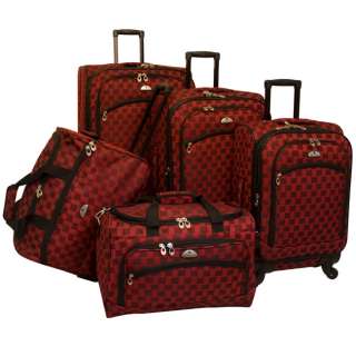 American Flyer Madrid 5 Piece Spinner Luggage Set   Red MSRP $480 