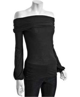 Rebecca Beeson black cotton modal off the shoulder top   up to 